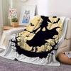 Spooky Halloween Throw Blanket for Adults - Cozy Flannel with Witch & Bats Design, Perfect for Home Decor & Gift Giving, Machine