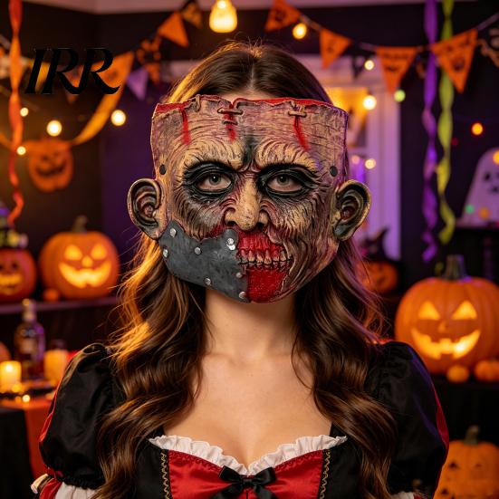 Realistic Undead Costume Mask Halloween Mask, Rotting Zombie Costume, Breathable PU Foam Face Horror for Scary Haunted House Parties Creepy