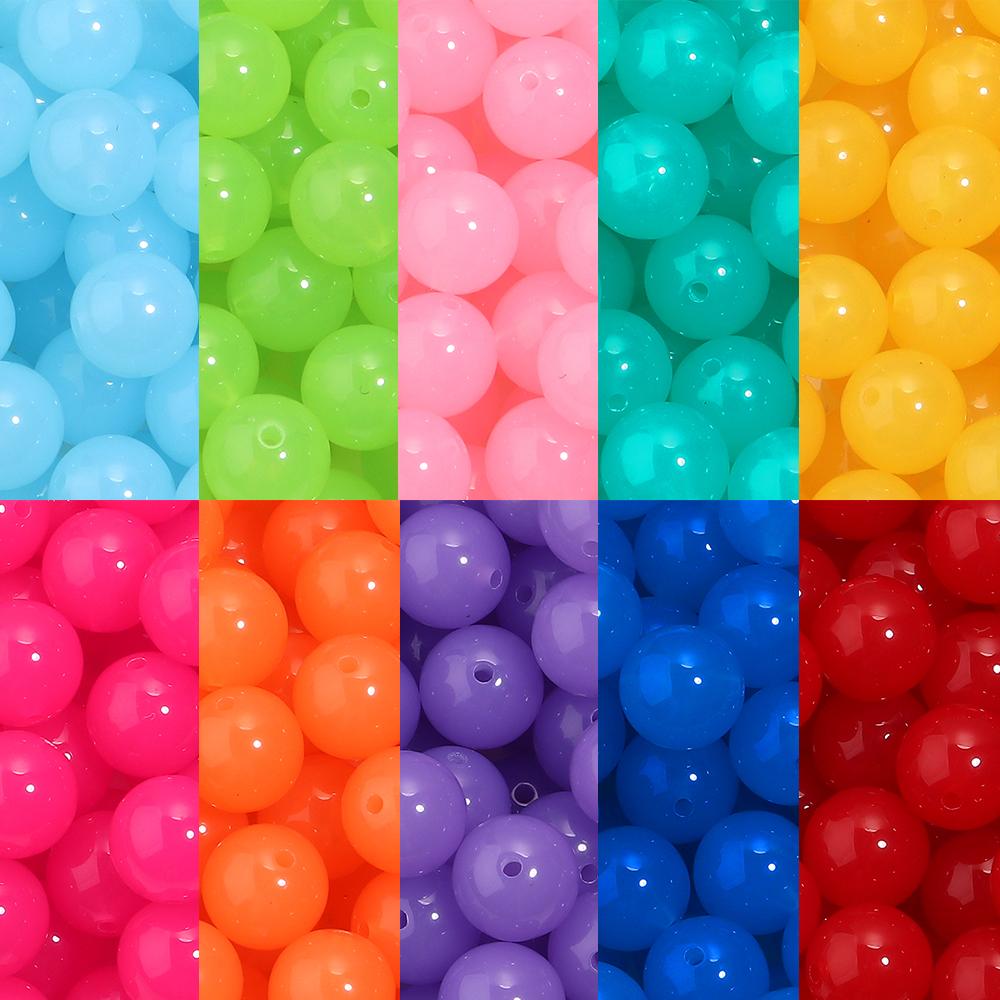 20pcs/lot 16mm Jelly Colored Acrylic Beads Loose Spaced Round Beads For Jewelry Making DIY Charms Bracelet Necklace Accessories