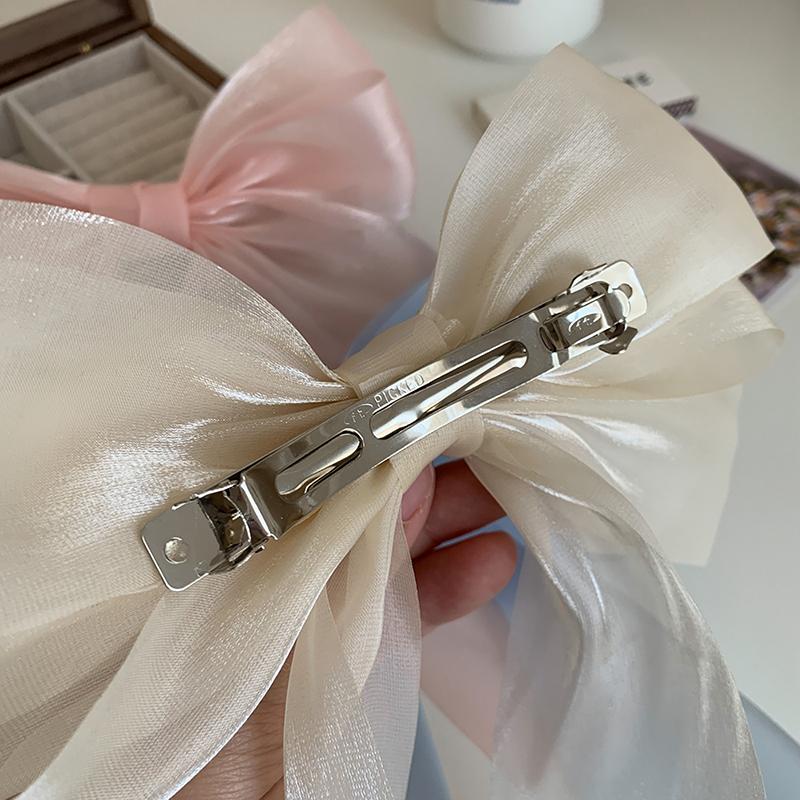 Черно-белая заколка для волос с бантом из пряжи для женщин и девочек, весенняя заколка на затылке, аксессуары для волос