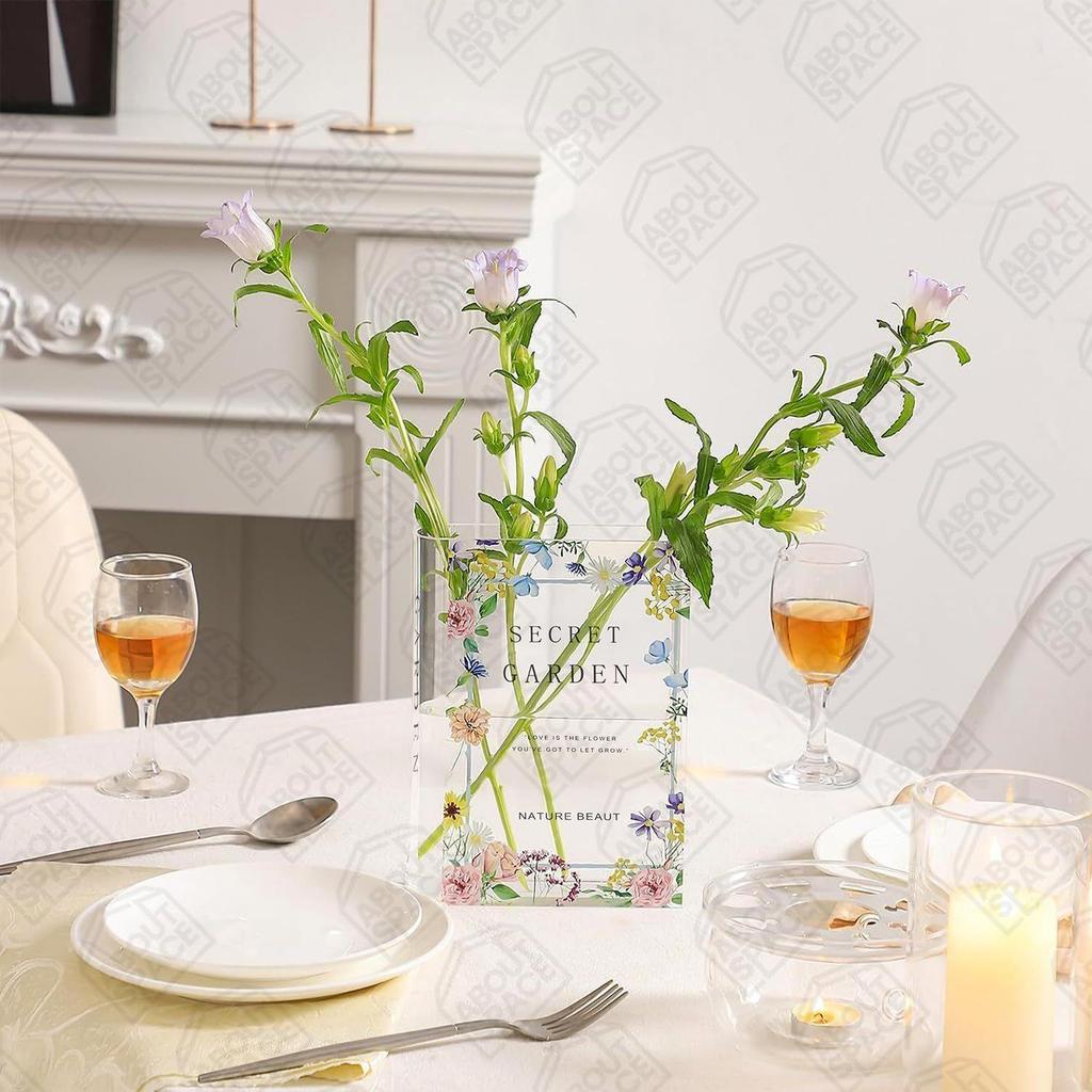 Последняя книга-ваза для гостиной - Акриловая ваза для водных растений - Прозрачная ваза для домашнего декора - Подоконник, настольный декор для дома