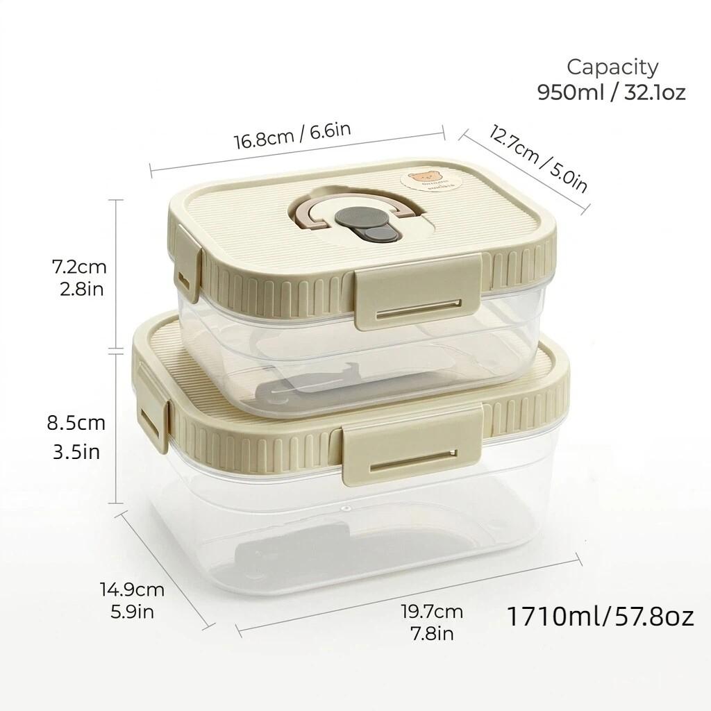 Plastic Sealed Preservation Box With Lid&Handle Stackable Meat Fresh-keeping Fruit Vegetable Storage Container Microwaveable