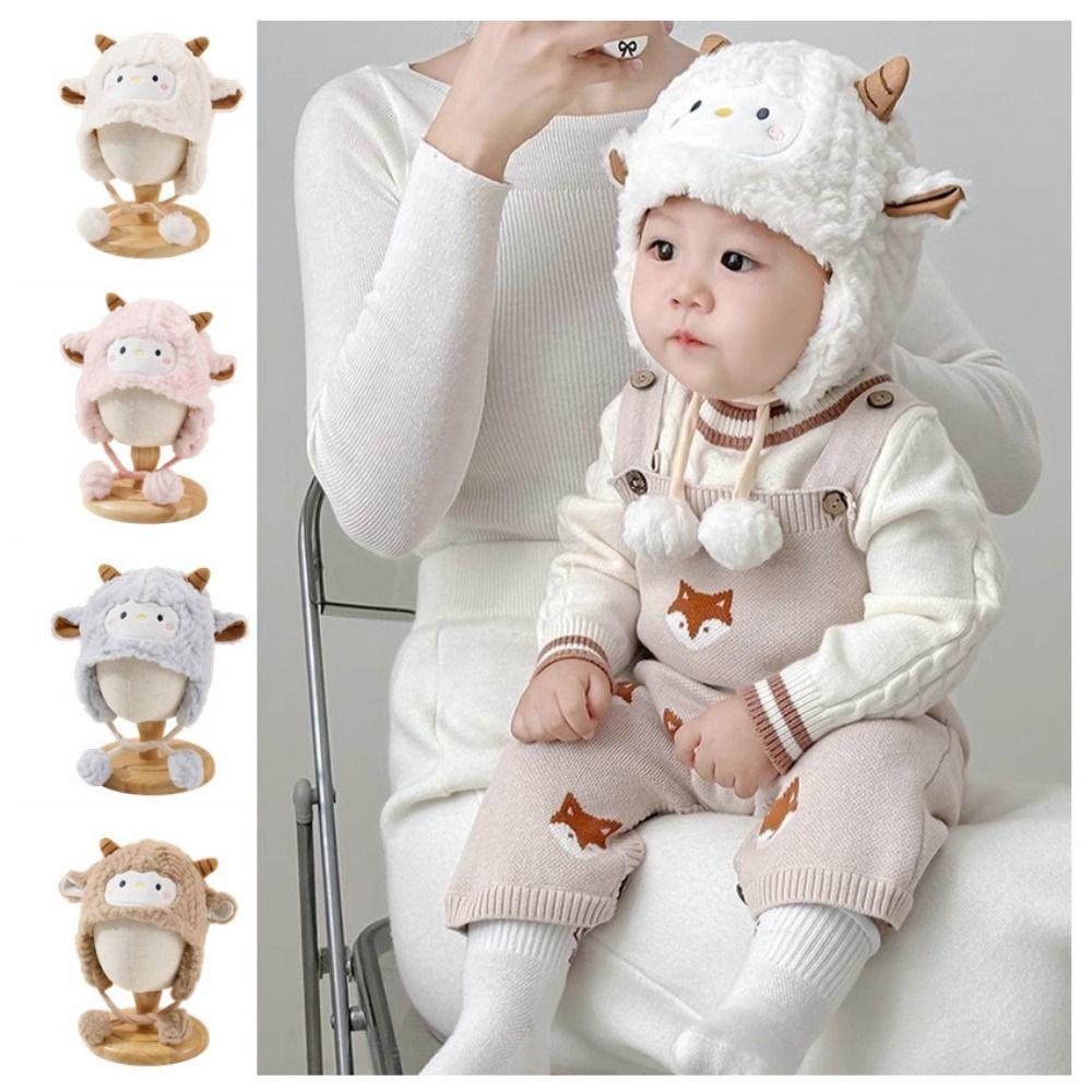 Thickened Cute Sheep Hat Soft Baby Warm Caps Funny Cartoon Beanie Caps Cold Weather Wear
