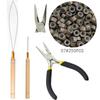 Hair Extension Tool Kit includes extension pliers crochet hook bead stringer and nano ring for making styling accessories