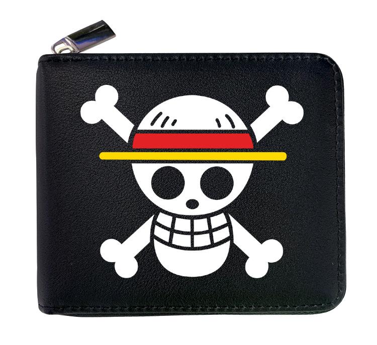 Аниме Мультфильм One Piece Фигурки на Молнии Кошелек из PU Печать Луффи Кожаный Кошелек для Монет Складная Короткая Сумка для Карт Подарки на День Рождения