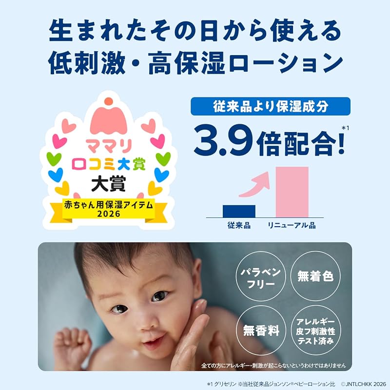 Детский лосьон Johnson's Baby без запаха [Большой размер] 500 мл - Для новорожденных, Увлажняющий, Гипоаллергенный, Бутылка с помпой, Экономичная упаковка