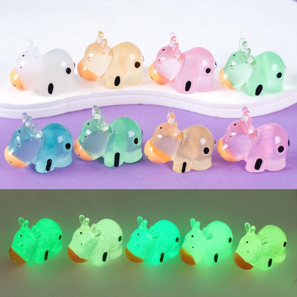 10Pcs/lot Cute Luminous Cow Animal Miniatures Mini Figurine Glow In the Dark Fairy Garden Decoration Moss Terrarium Micro Landscape*--*