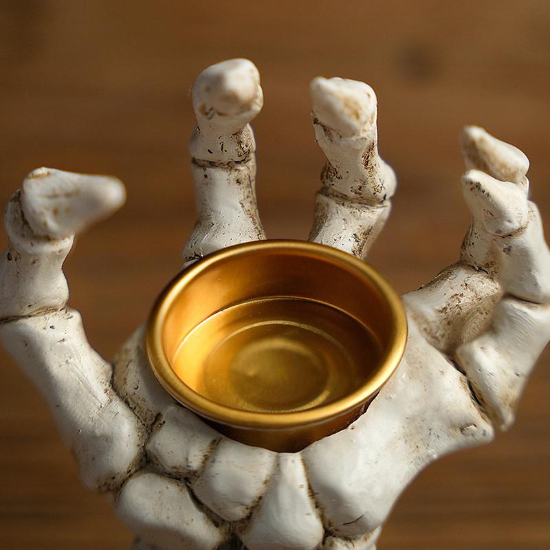 Хэллоуин Череп Рука Подсвечник Подсвечник Украшения Смола Череп Хэллоуин Настольный Декор Веранды Подарки Декор Для Стола