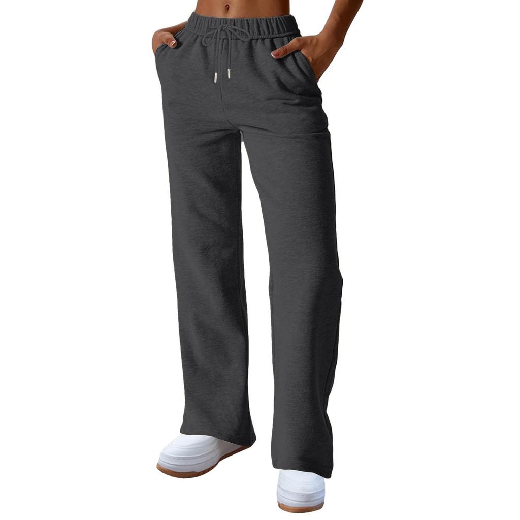 Womens Fashion Loose Solid Sweatpants Drawstring Casual Trousers With Pockets