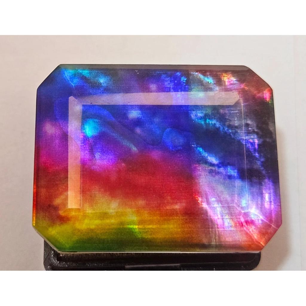 Stunning Ammolite Opal-Like Organic Natural Emerald Cut 50+ Ct Loose Gemstone