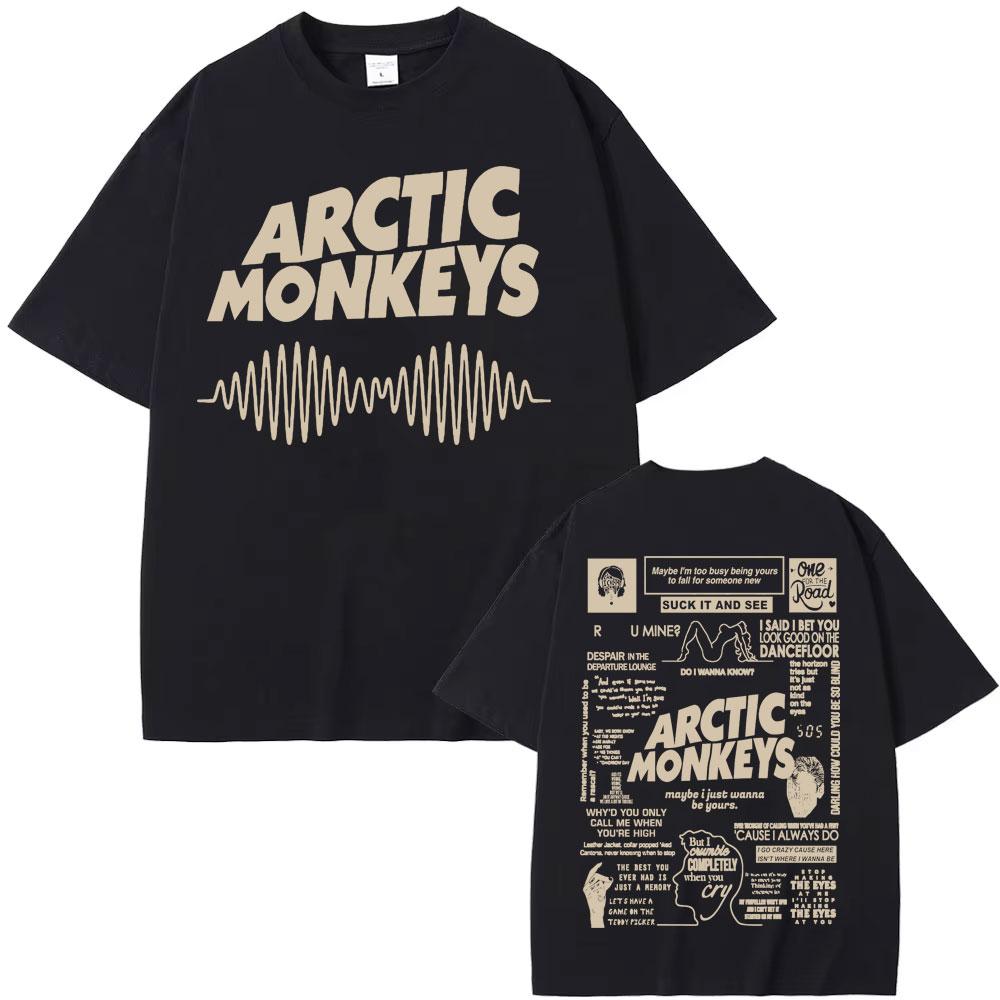 Ретро футболка с графическим принтом Arctic Monkeys, двусторонняя, для мужчин и женщин, хип-хоп, панк-рок, повседневная, хлопковая, оверсайз Tshi...