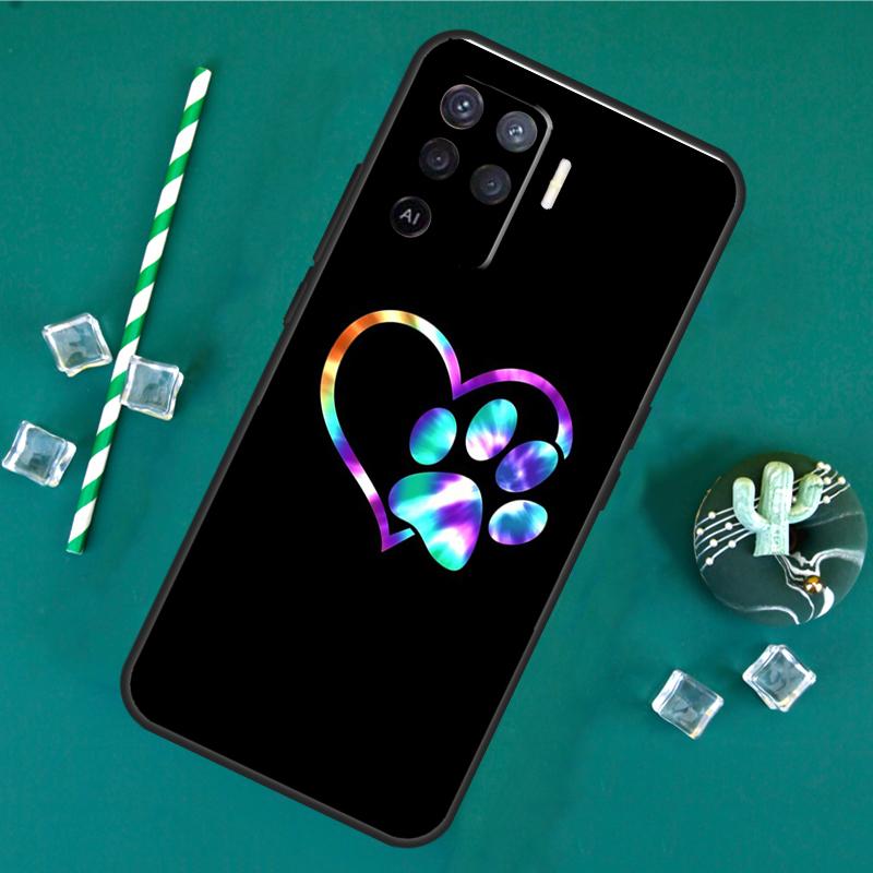 Чехол с лапкой собаки и кошки для Oppo A40 A60 A80 A16 A76 A96 A18 A38 A58 A78 A98 A91 A15 A17 A74 A94 A54 A57S