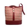 Houndstooth pattern niche design large-capacity underarm bucket bag for women 2024 birthday gift red bridal wedding bag