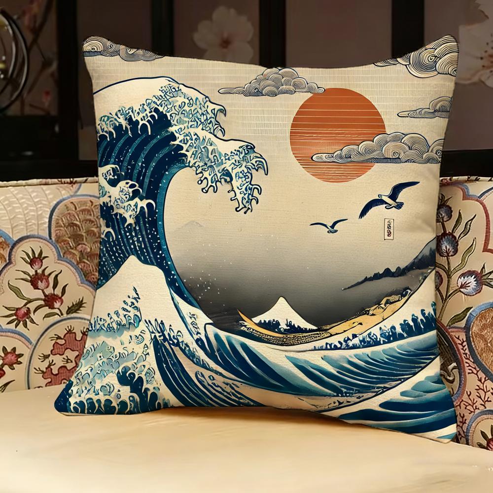 The Great Wave Off Kanagawa Pillow Case Pillowcase Doublesided Printed Sofa Cushion Bedroom Headboard Pillow
