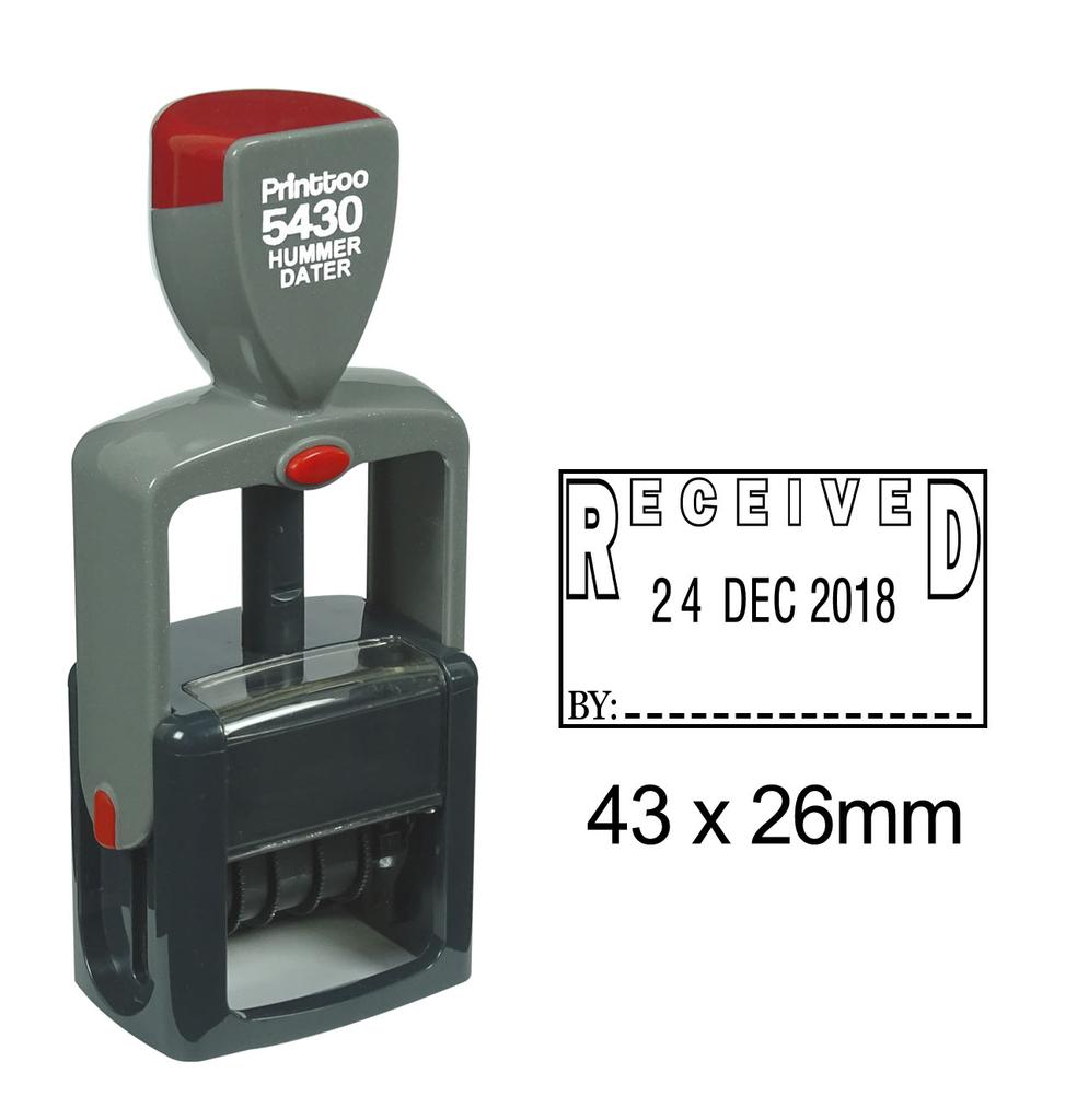 Printtoo Heavy Duty Dater Stamp With Received By Text & Sign Space Self Inking Date Rubber