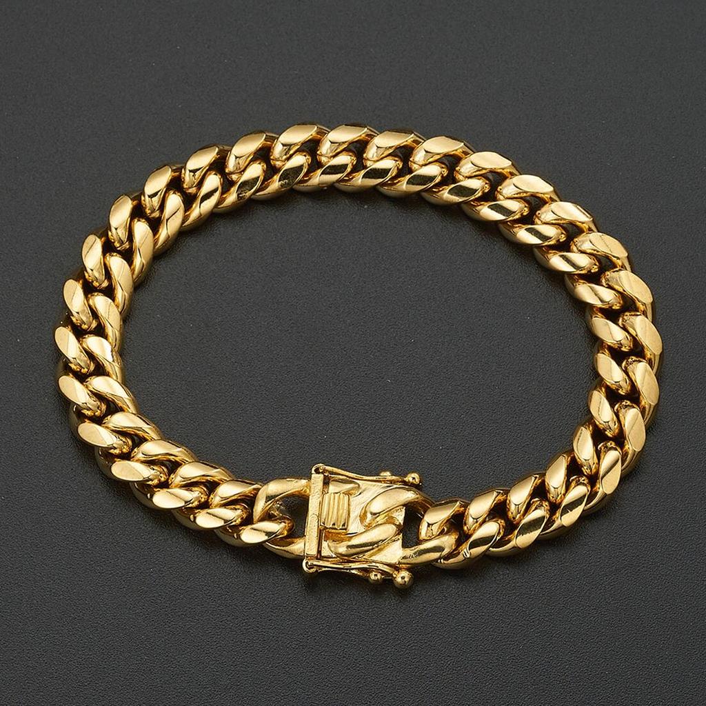 Браслет-цепочка Кубинское звено ( Curb Cuban Link ) из нержавеющей стали, цвет золота/розового золота, браслет-бангл, ювелирное изделие, 7-11 дюймов для мужчин и женщин, 8/10/12/14/16/18 мм