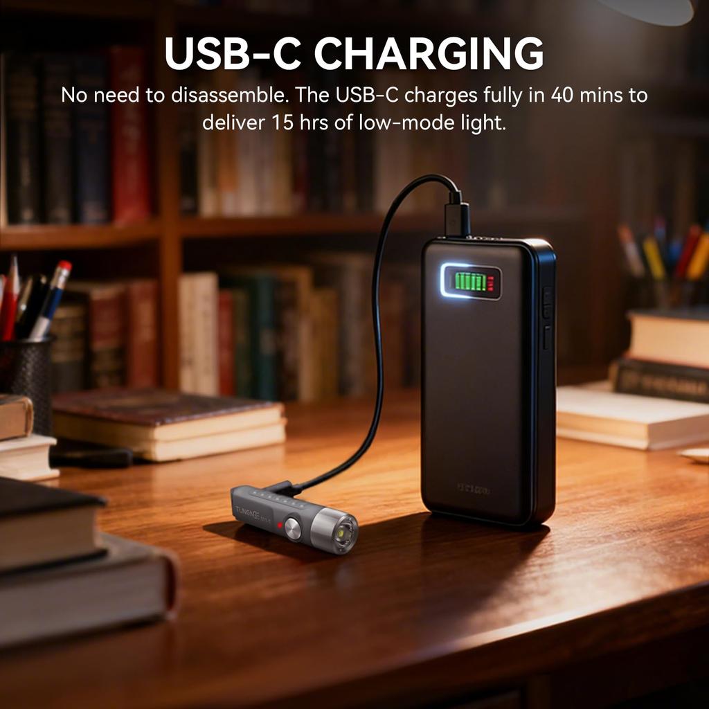 TUNENGE S11-T Rechargeable Keychain Flashlight, 500 High Lumens EDC Mini