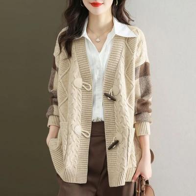 Шерстяные свитера Пальто Кардиган для женщин Осень Зима Большой размер Винтажный Свободный Длинный рукав Вязаные свитера Пальто