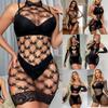 Womens Hot Sexy Fishnet Lingerie Mesh Mini Dress Crotchless Bodystockings Bodysuit Tights Sexy Dress Costume Outfits Lace Lingerie