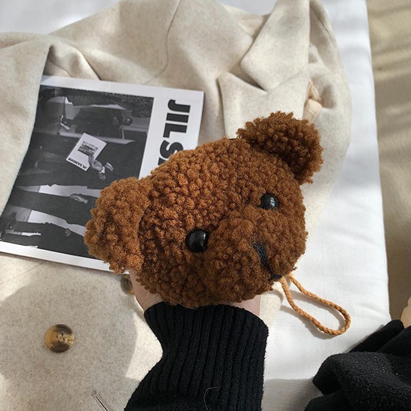 Childrens Animal Plush Bear Bag Cute Cartoon Shoulder Messenger Purse Fluffy Toy for School Picnic