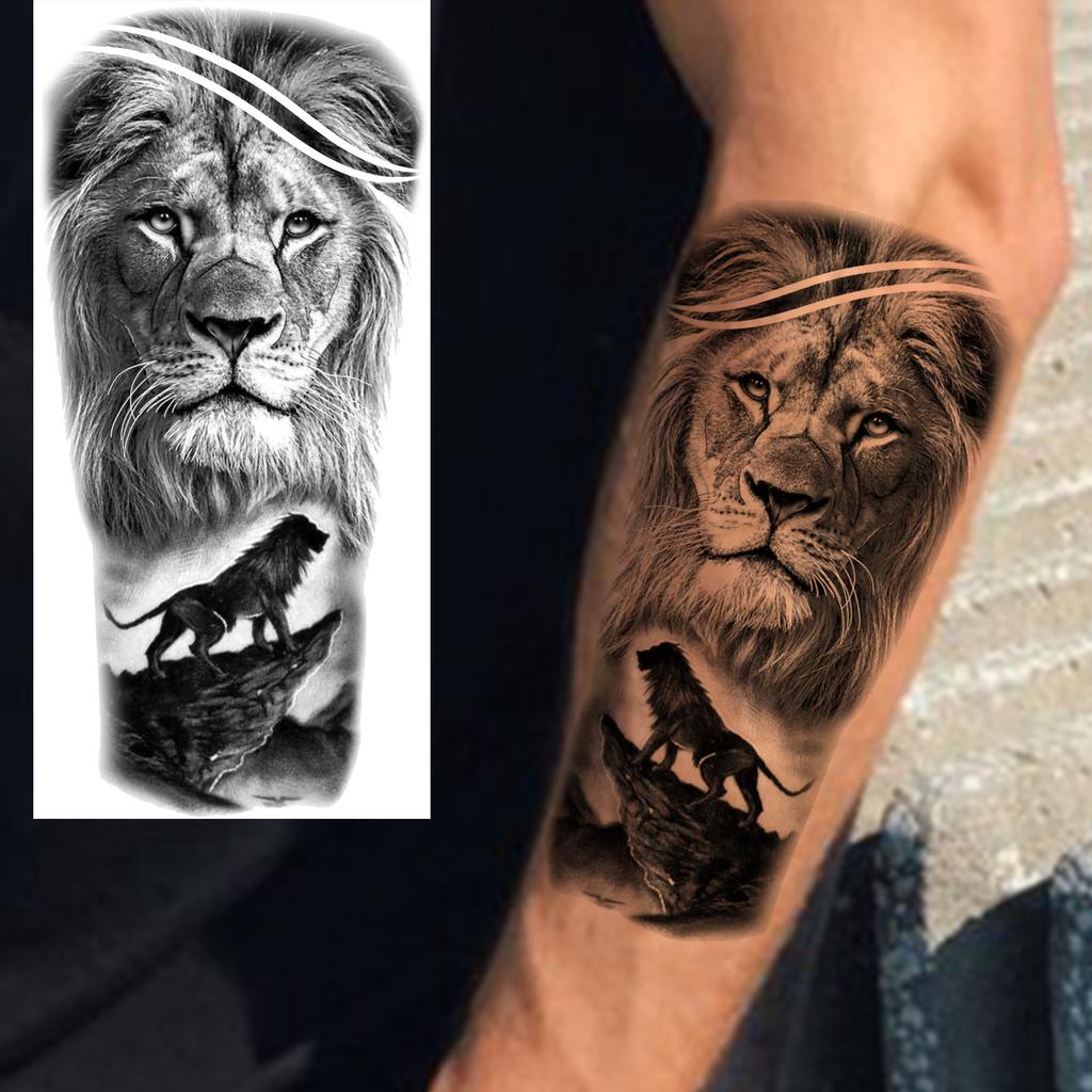 1 Sheet Fierce Tiger Lion Dragon Temporary Tattoos For Men Women Waterproof Wolf Skull Tatoos Long Lasting  Fake Tattoo Stickers