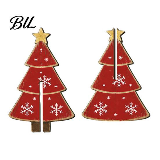 Easy Storage Seasonal Decorations Wooden Christmas Tree Tabletop Decoration, Rustic 3D Interlocking Ornaments, Vintage Reusable Eco Friendly