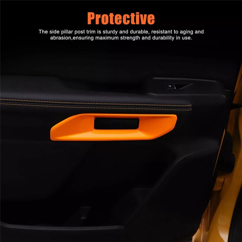 For Ford Ranger 2024 Car Door Armrest Cover Frame Trim Interior Accessories Orange-A87Q