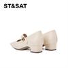 St&Sat/Saturday New Square Head French Shallow Mouth Single Shoes Thick Heel Gentle Mary Jane Shoes Versatile Women's Shoes