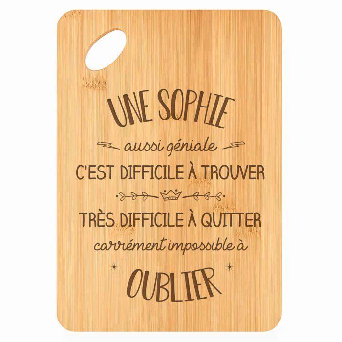 Planche à découper - PLANETEE - Une Sophie aussi géniale - Bambou - 30x20x1 cm - Gravé