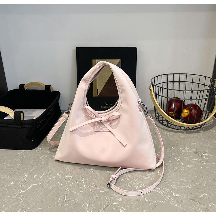 Korean simple casual messenger bag shoulder bag 2025 summer new sweet strap bow handbag women