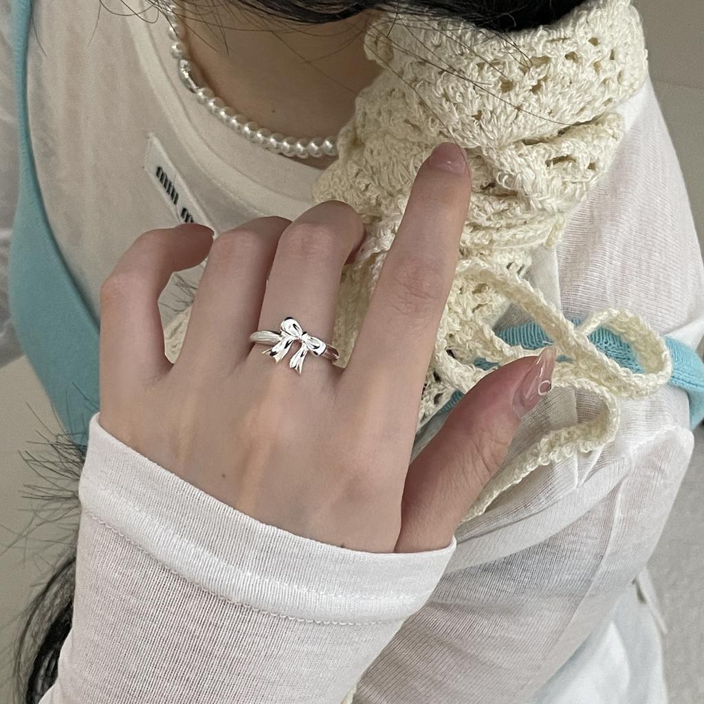 925 ленточное кольцо-бантик женское простое высококачественное кольцо на указательный палец легкое роскошное нишевое универсальное кольцо новое