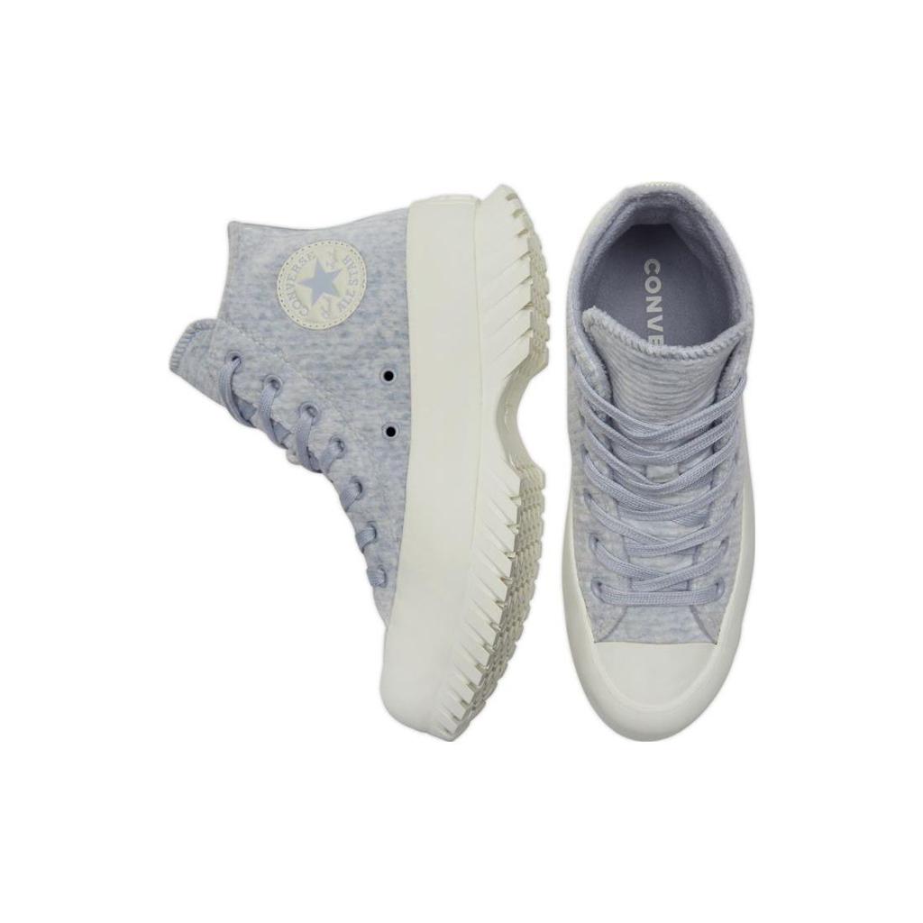 Converse Chuck Taylor All Star Lugged 2.0 High Striped Knit - Gravel Unisex Sneakers Blue Egret A01347C