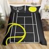 Tennis Bedding Set Full Size Sports Theme Comforter Cover Tennis Lover Duvet Cover Ball Games Yellow Black White Quilt Cover