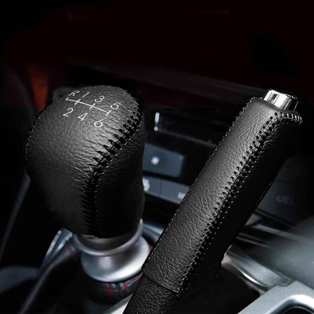 2 шт. аксессуары для Hyundai Creta ix25 2018 2019 кожаная крышка ручки переключения передач воротники чехол для ручного тормоза чехол PU