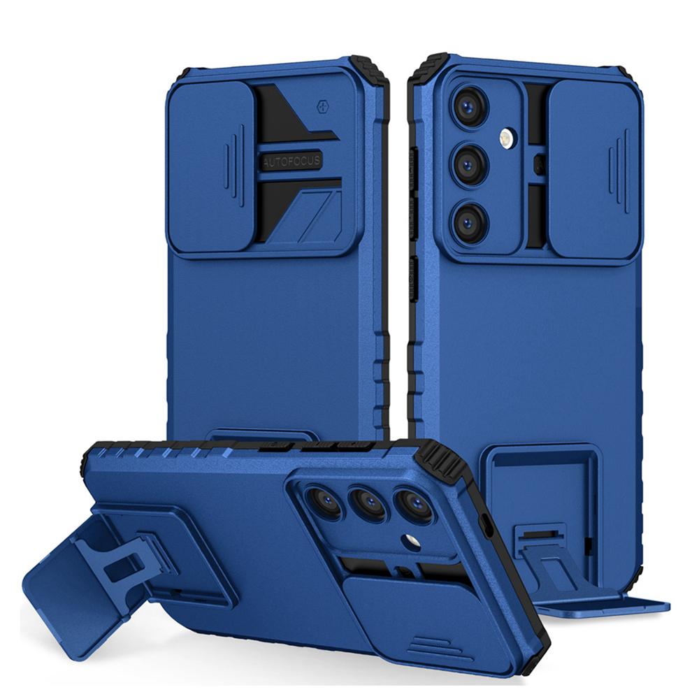 KEYSION Shockproof Case for Samsung S25 Ultra 5G S25+ Plus Slide Camera Lens Protection Live Stand Phone Cover for Galaxy S24 FE 5G
