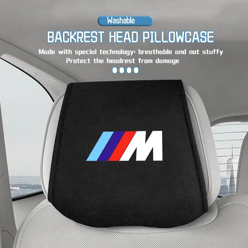 Car Logo Headrest Cover Seat Head Pillow Neck Headrest Cover For BMW 1 3 5 7 Series M F01 F20 F10 F13 E52 E53 E60 E93 ZX2