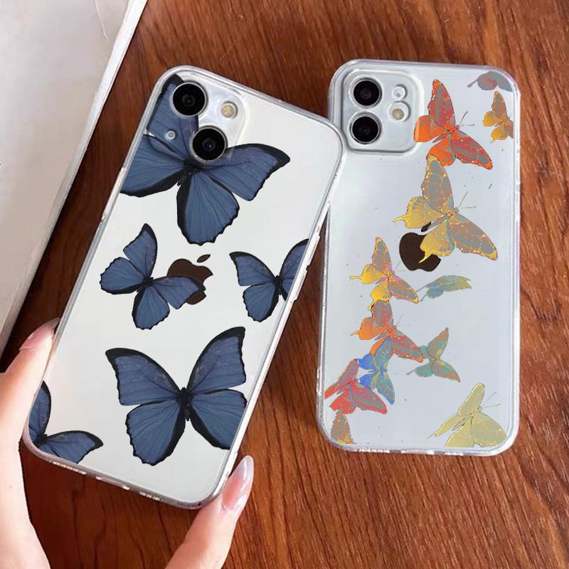 Роскошный красочный чехол для телефона с летающей бабочкой для Apple iPhone 14 13 12 11 SE XS XR X 7 8 6 5 Pro Plus MAX 2020, прозрачный чехол