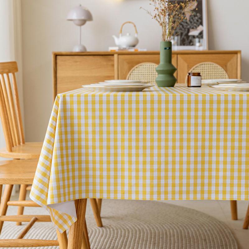 PVC Fresh Countryside Table Fabric Checkered Printed Picnic Mat Dining Desk Pad Home Washfree Rectangular Tablecloth