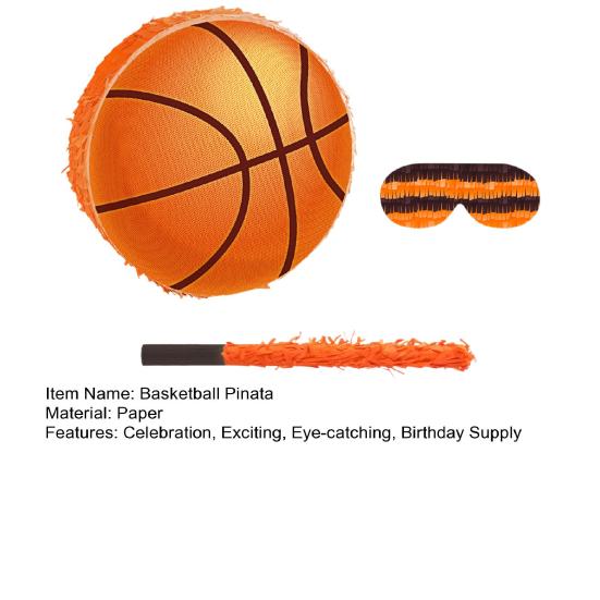 Пиньята Баскетбол с повязкой на глаза, битой и конфетти. Принадлежности для вечеринки в баскетбольной тематике для детей, взрослых, сувениры для спортивной вечеринки по случаю дня рождения