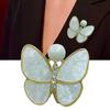 Vintage Gold Enamel Rhinestones Butterfly Pin With White Pearls Corsage Jewelry Elegant Clothing Accessory for Women