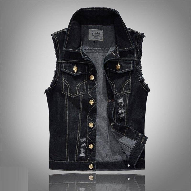 Жилет для мужчин, 3 цвета, джинсовый жилет, облегающие джинсы, светлый цвет, мужской и женский жилет унисекс, модная куртка без рукавов