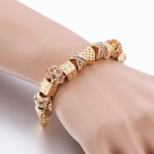 Новый браслет из бисера из сплава «сделай сам» с большим отверстием, золотой браслет из бисера с ювелирным браслетом с бриллиантами