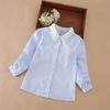 Рубашка с длинным рукавом для девочек, детская блузка с кружевным воротником, подходит для детей от 5 до 12 лет, 100% хлопок, повседневная одежда в синюю полоску для детей