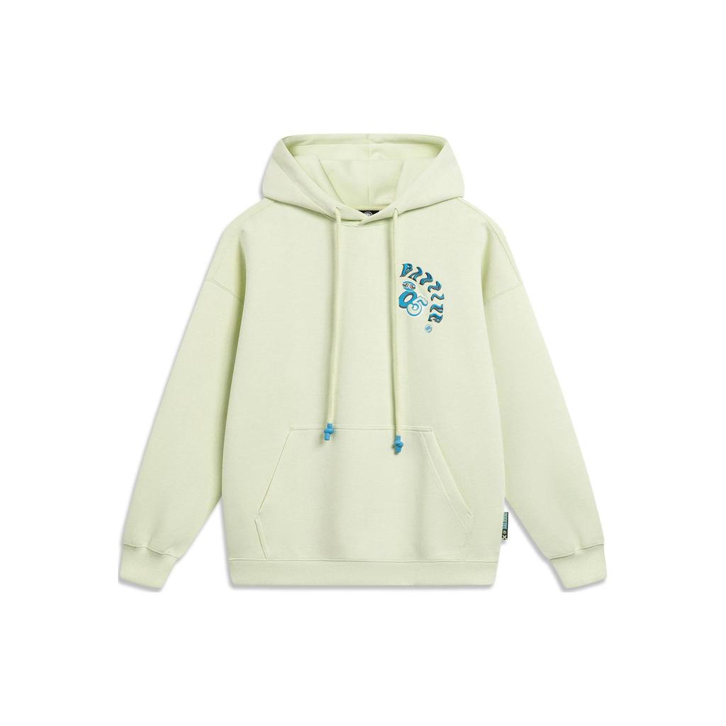 Li Ning Badfive Letter Print Pullover Hoodie Men Sweatshirts Jade-Green AWDU085-5