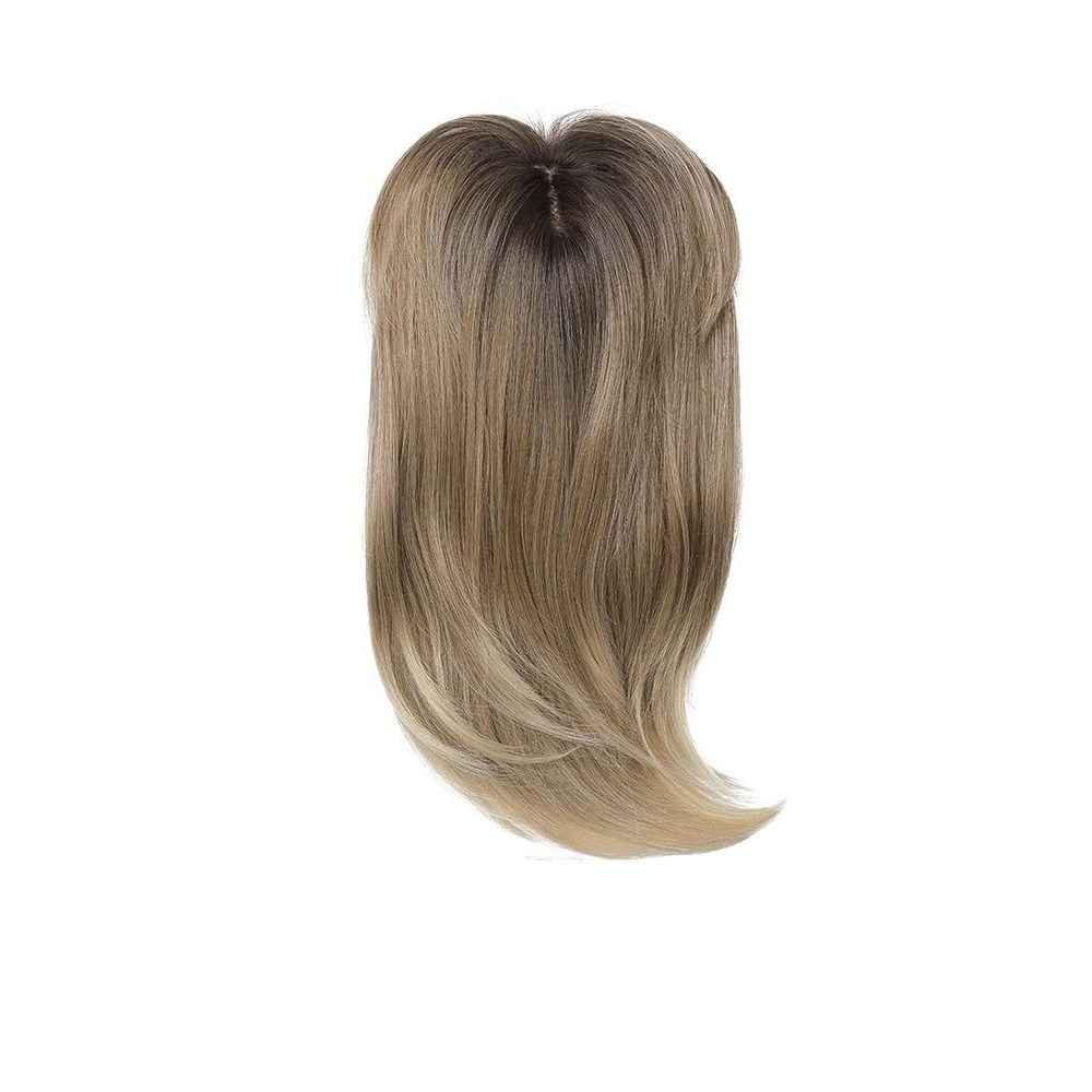 Straight Layered Hair Topper with Bangs Ombre Natural Topper Hairpieces for Women