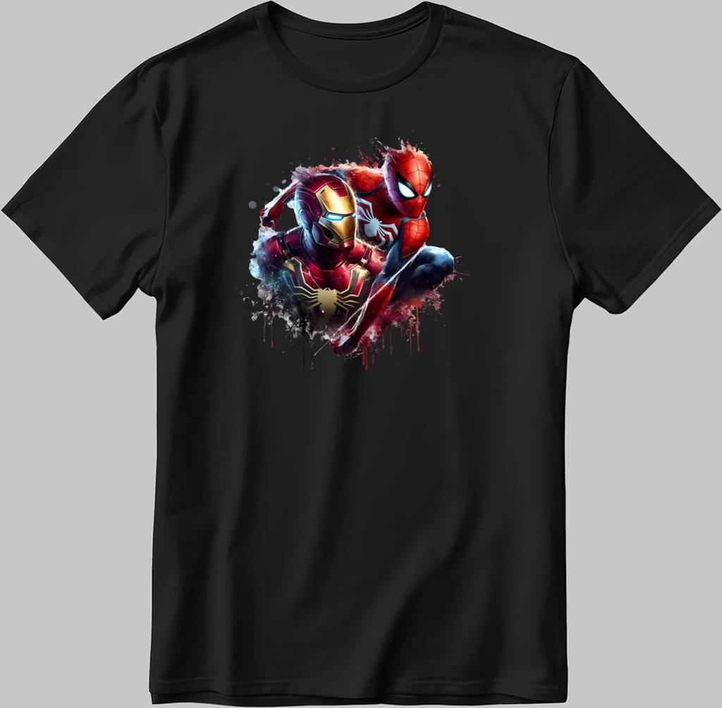 Iron Man Spider-Man Marvel Avengers Short Sleeve White-Black Men's / Women's T Shirt N503