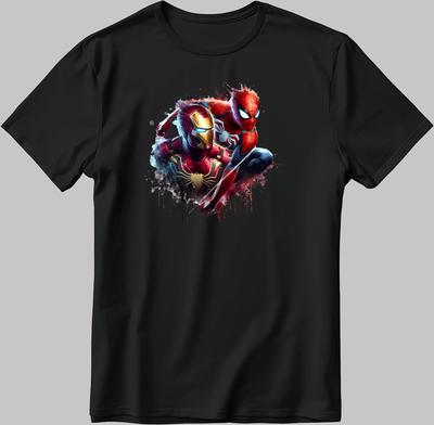Iron Man Spider-Man Marvel Avengers Short Sleeve White-Black Men's / Women's T Shirt N503