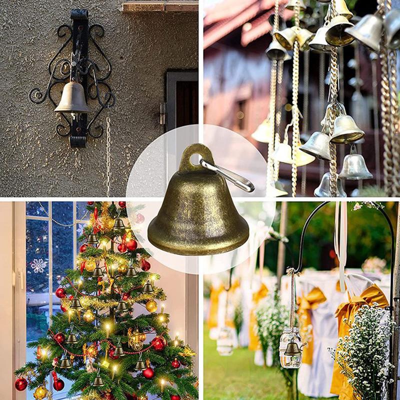WTEMPO 8 шт., металлические декоративные колокольчики в стиле ретро, ​​38 мм, открытые колокольчики с пружинным крючком, креативные рождественские колокольчики «сделай сам», домашний декор, колокольчики для дрессировки домашних животных, колокольчики