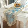 Table Runner Blue Jacquard Europe Embroidered Table Flag Peacock Lace Cloth Sharp Corner Fashion Coffee Tv Cabinet Dust Cover