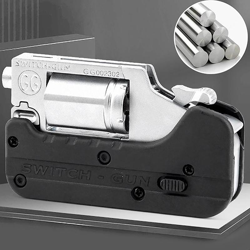 Toy Alloy Foldable Toy Gun Left Wheel Metal Model Gun Switch-Gun Folding Simulation Toy Soft Bullet Gun With Plastic Bullets